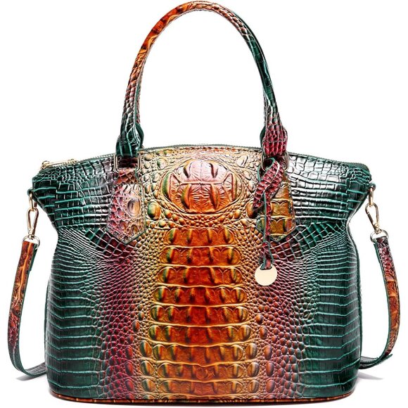 Sophisticated Crocodile Embossed Women's Purse - Spacious Tote & Crossbody - Picture 1 of 8